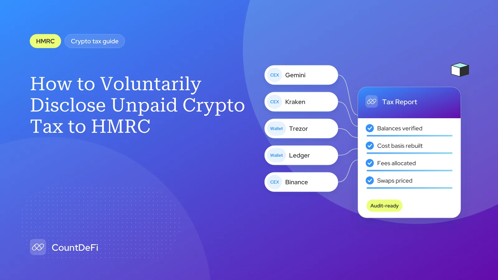 Cover illustration for: How to Voluntarily Disclose Unpaid Crypto Tax to HMRC | 2026