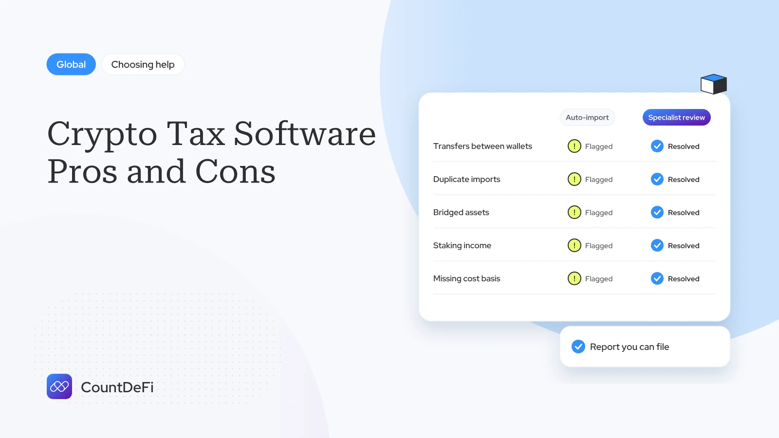 Cover illustration for: Crypto Tax Software Pros and Cons