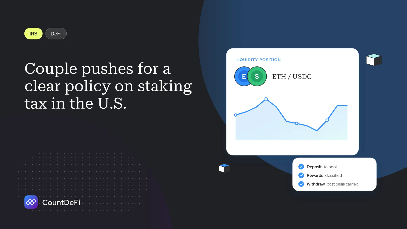 Cover illustration for: Couple pushes for a clear policy on staking tax in the U.S.