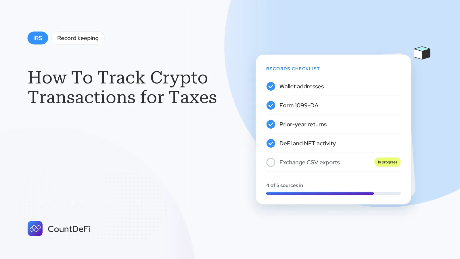 Cover illustration for: How To Track Crypto Transactions for Taxes: Setup Guide