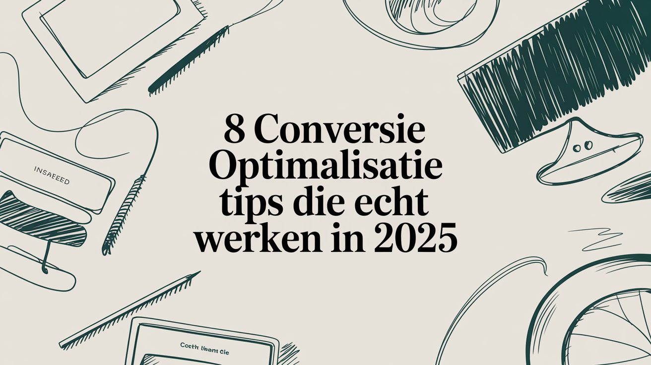 Image met de tekst "8 conversie optimalisatie tips die echt werken in 2025"