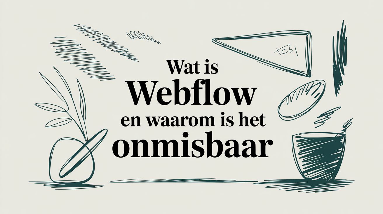 Een foto waarin met tekst staat "Wat is Webflow? En waarom het de rem van je B2B-groei haalt"