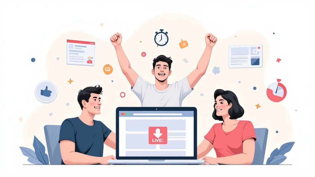 Een marketingteam werkt samen in Webflow