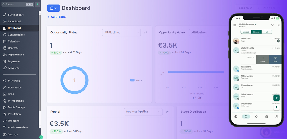 Ramonda Digital CRM Dashboard, web , and mobile  app 