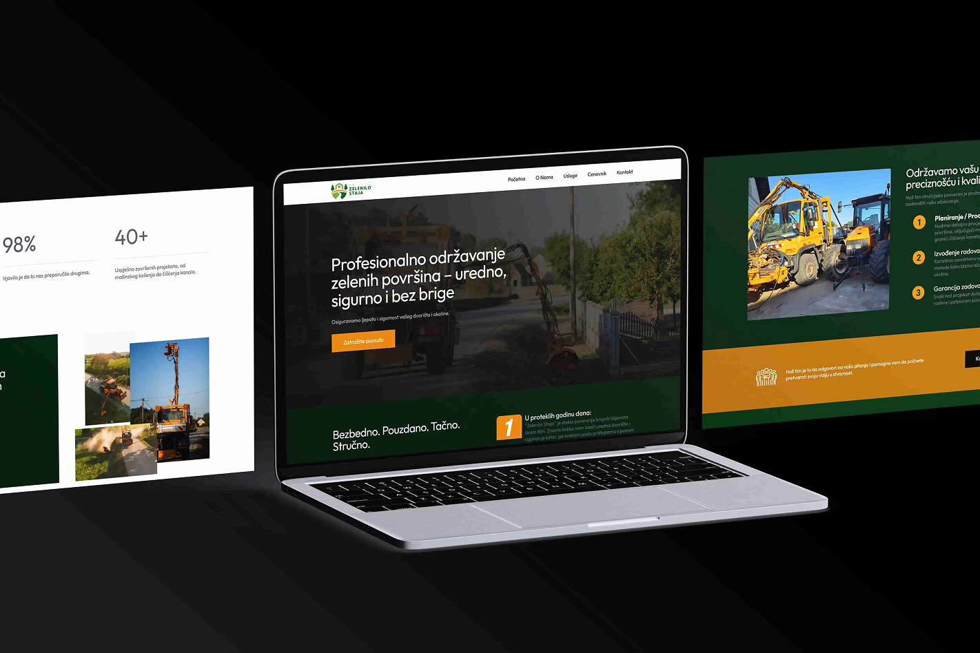 Image of Zelenilo Staja responsive website design on desktop and mobile, built by Ramonda Digital with local SEO optimization and lead generation features for a landscaping business.