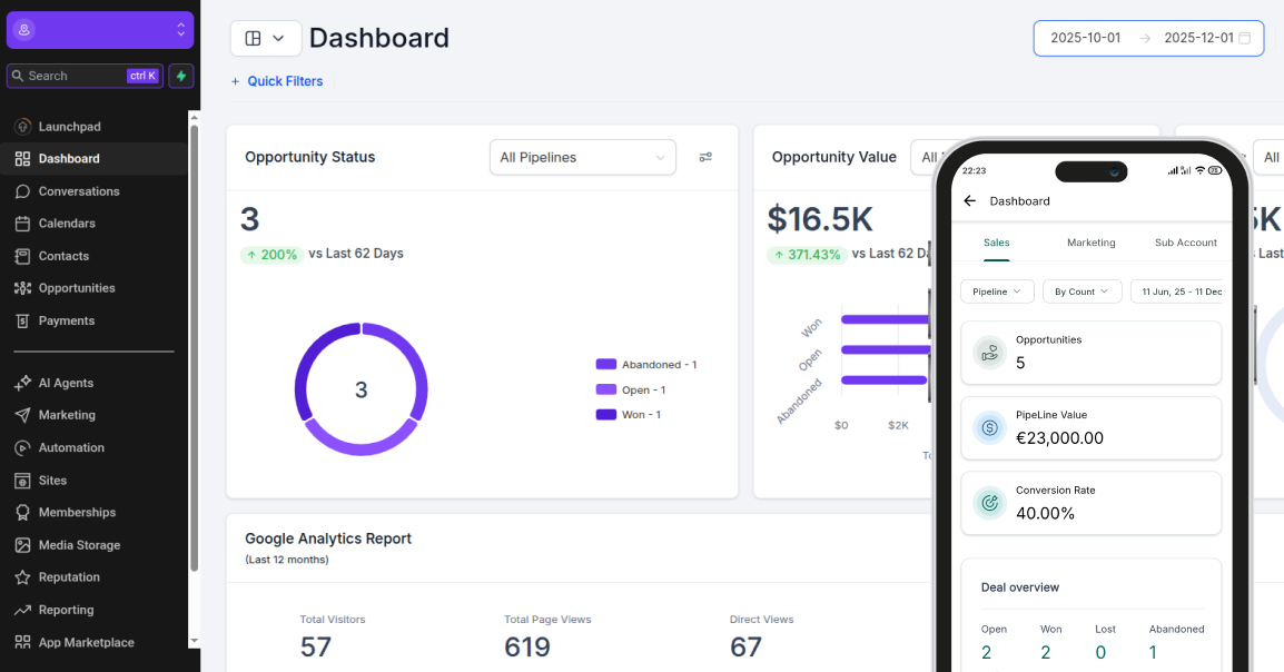 Ramonda Digital CRM Dashboard, web , and mobile  app 