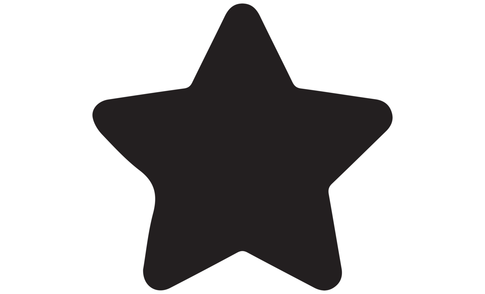 Solid black five-pointed star shape on a transparent background.