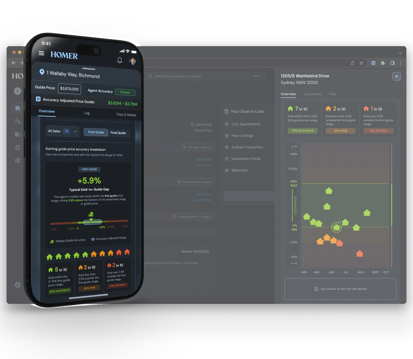 Homer app showing property insights