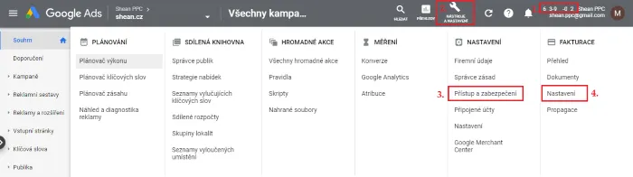 google ads nastavení