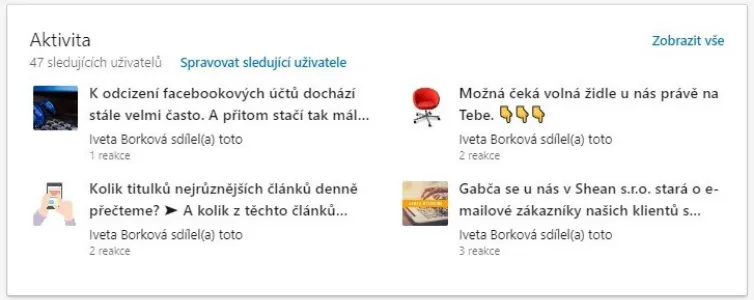 aktivita na linkedin profilu