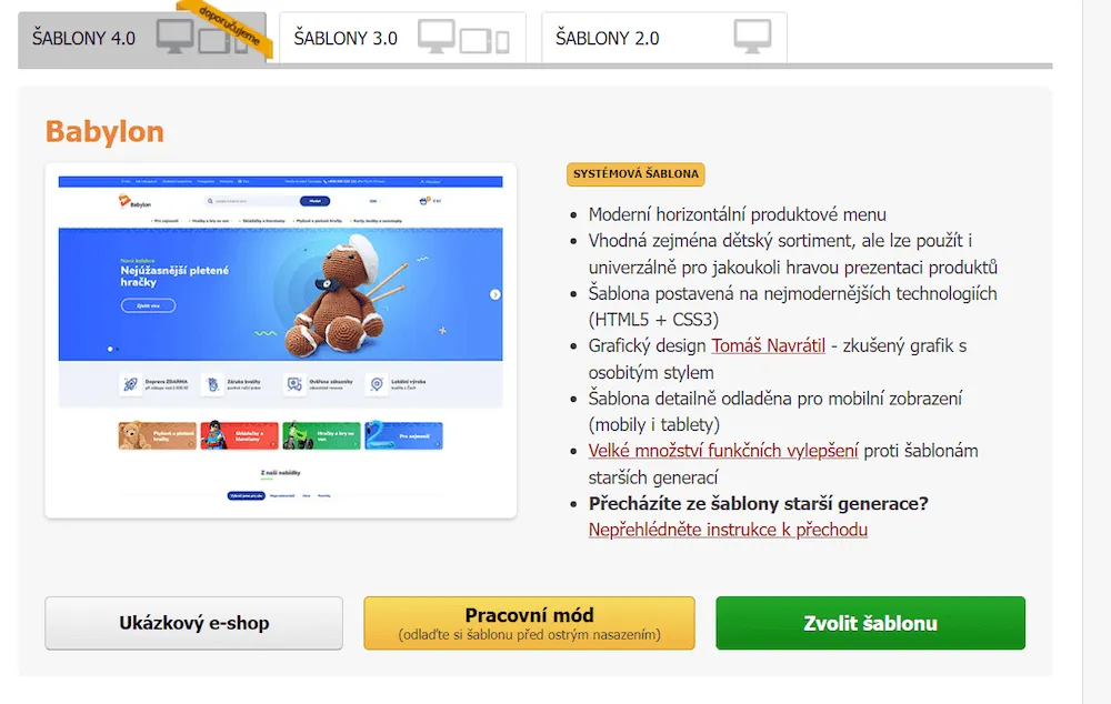 eshop rychle náhled administrace
