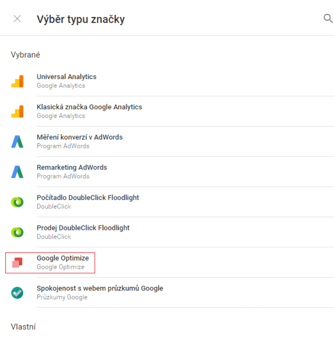 Vložení Optimize snippetu pomocí Google Tag Manageru
