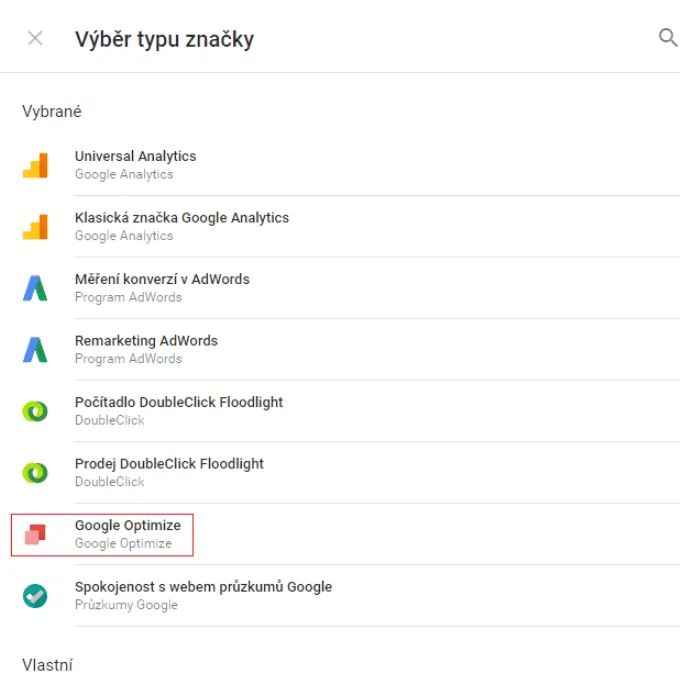 Vložení Optimize snippetu pomocí Google Tag Manageru