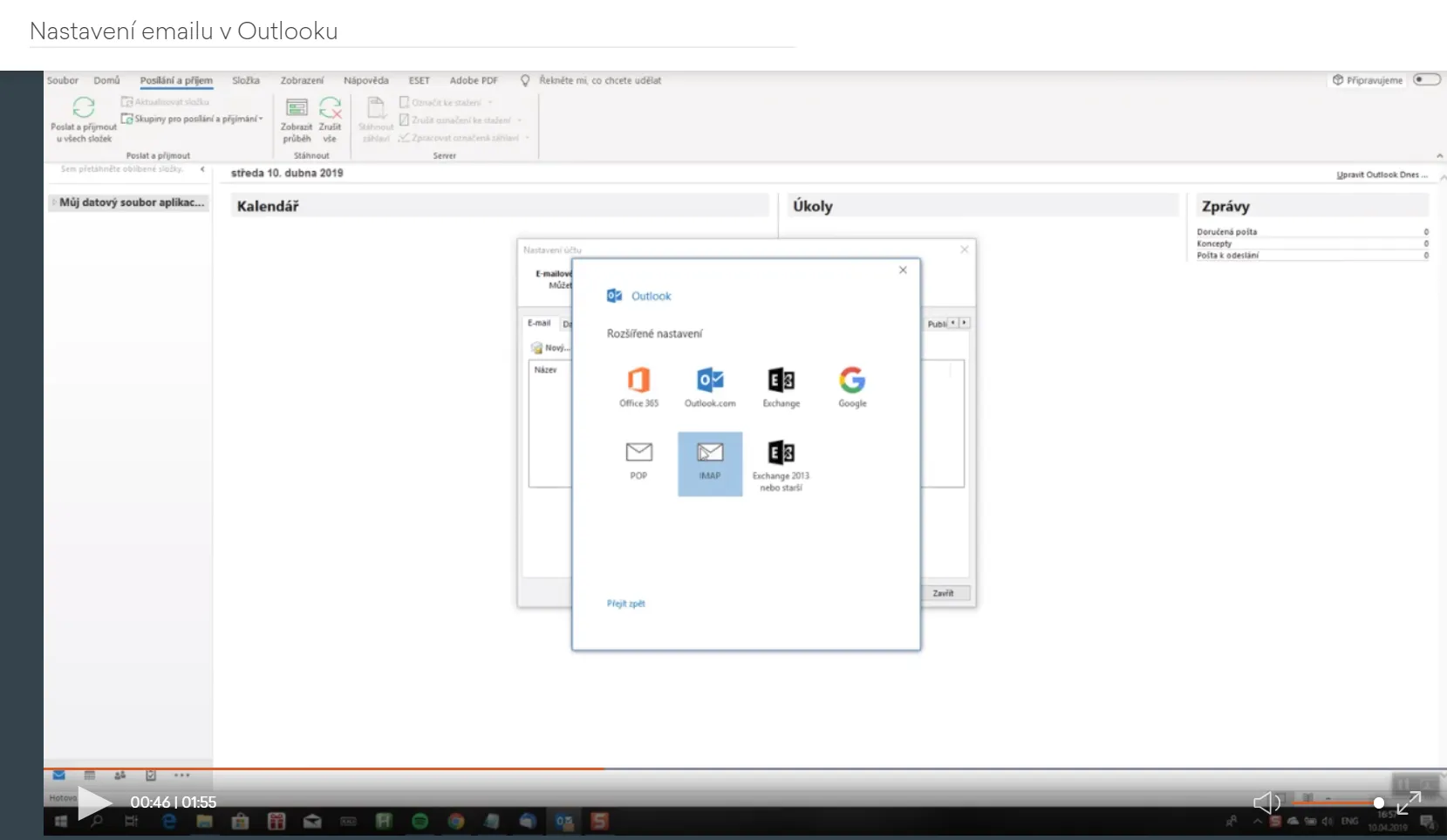Video návod nastavení outlooku