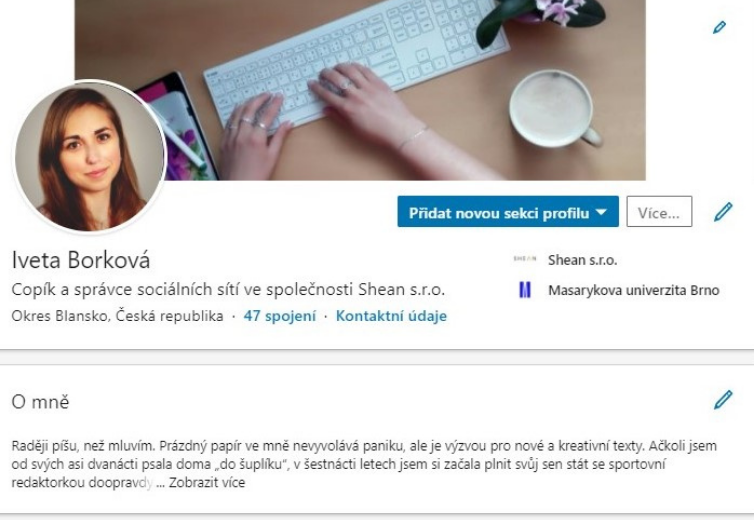 osobní účet na linkedinu