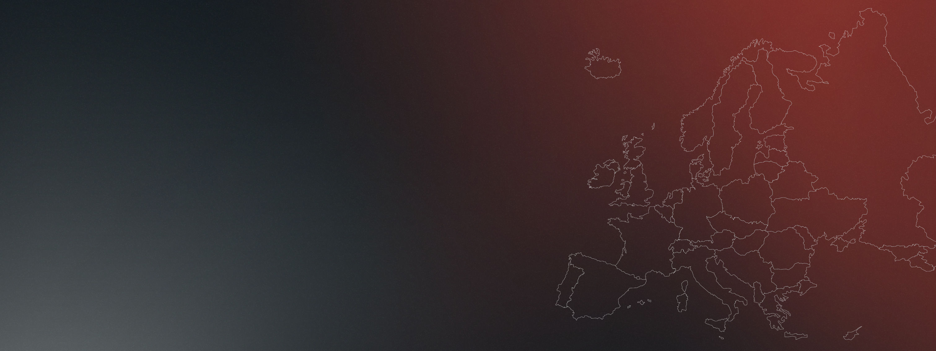 A black and red photo of a map of europe.