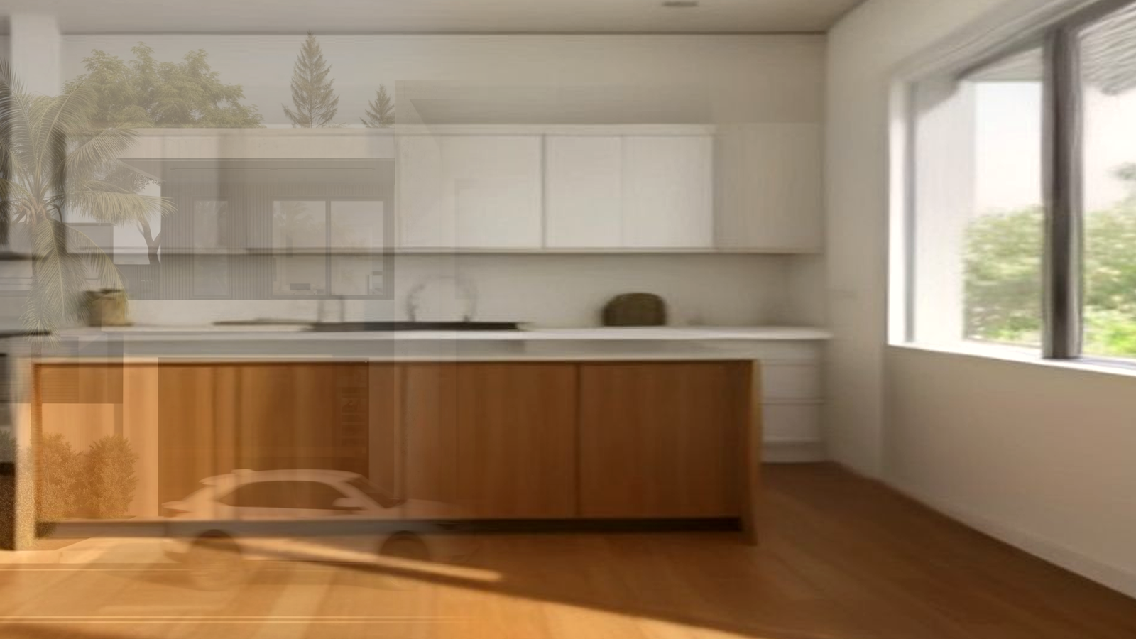 Editorial diagram of one Encino house with a single design-build team versus a split architect and contractor handoff