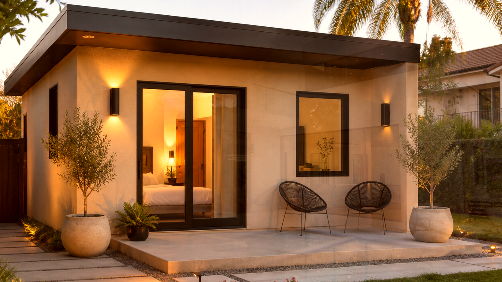 Editorial diagram of one Encino house with a single design-build team versus a split architect and contractor handoff