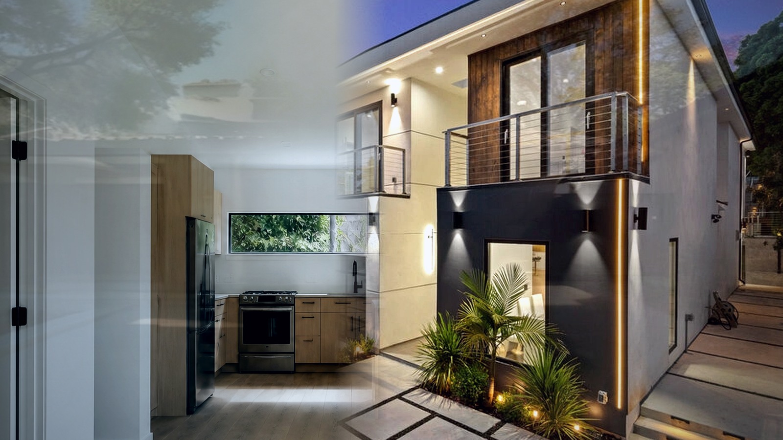 Editorial diagram of one Encino house with a single design-build team versus a split architect and contractor handoff