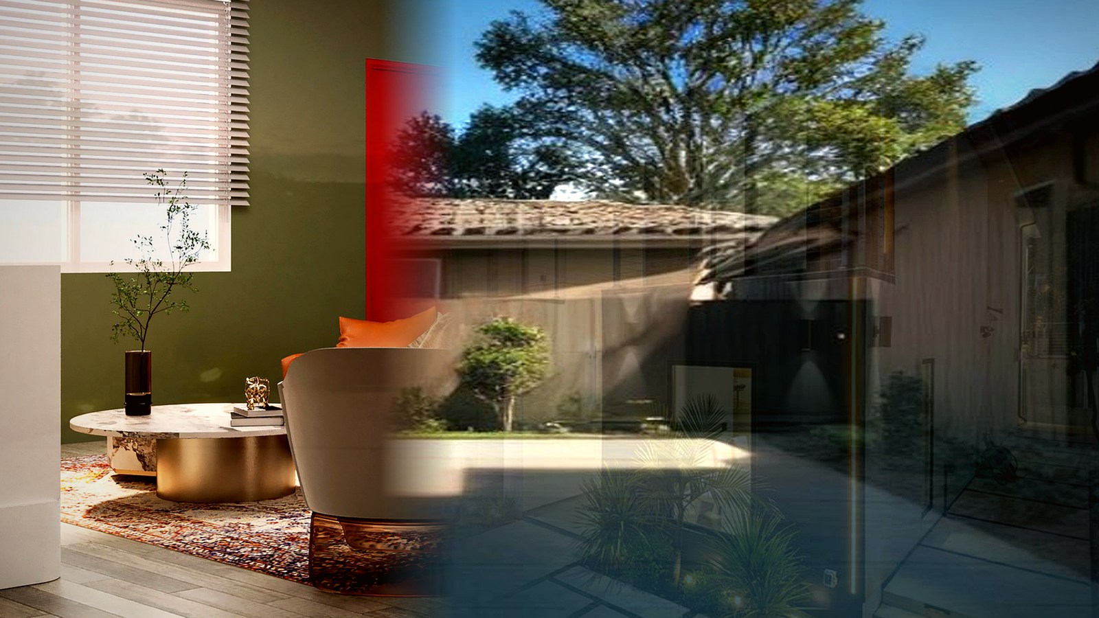 Editorial diagram of one Encino house with a single design-build team versus a split architect and contractor handoff