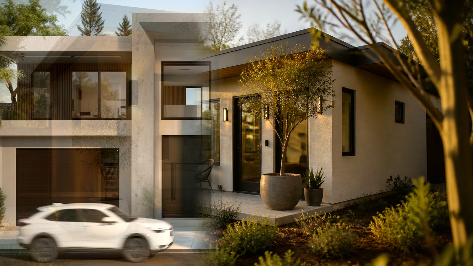 Editorial diagram of one Encino house with a single design-build team versus a split architect and contractor handoff