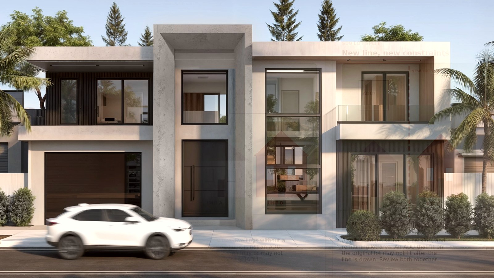Editorial diagram of one Encino house with a single design-build team versus a split architect and contractor handoff