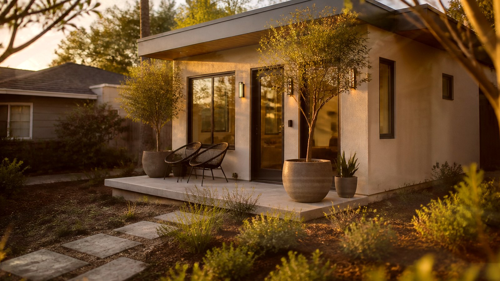 Editorial diagram of one Encino house with a single design-build team versus a split architect and contractor handoff