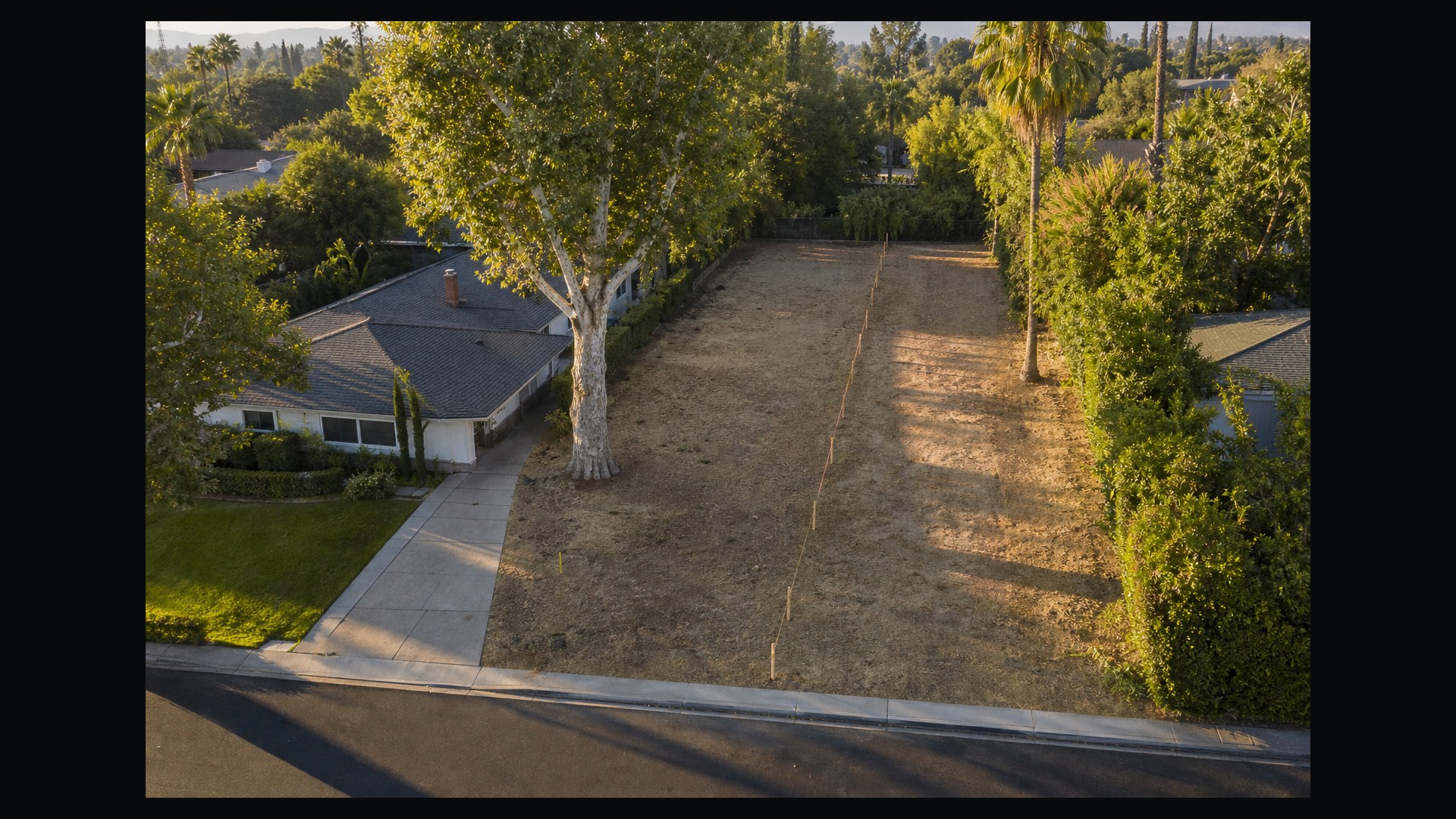 Photoreal Encino Los Angeles lot with two houses on a split lot, no stamps or text