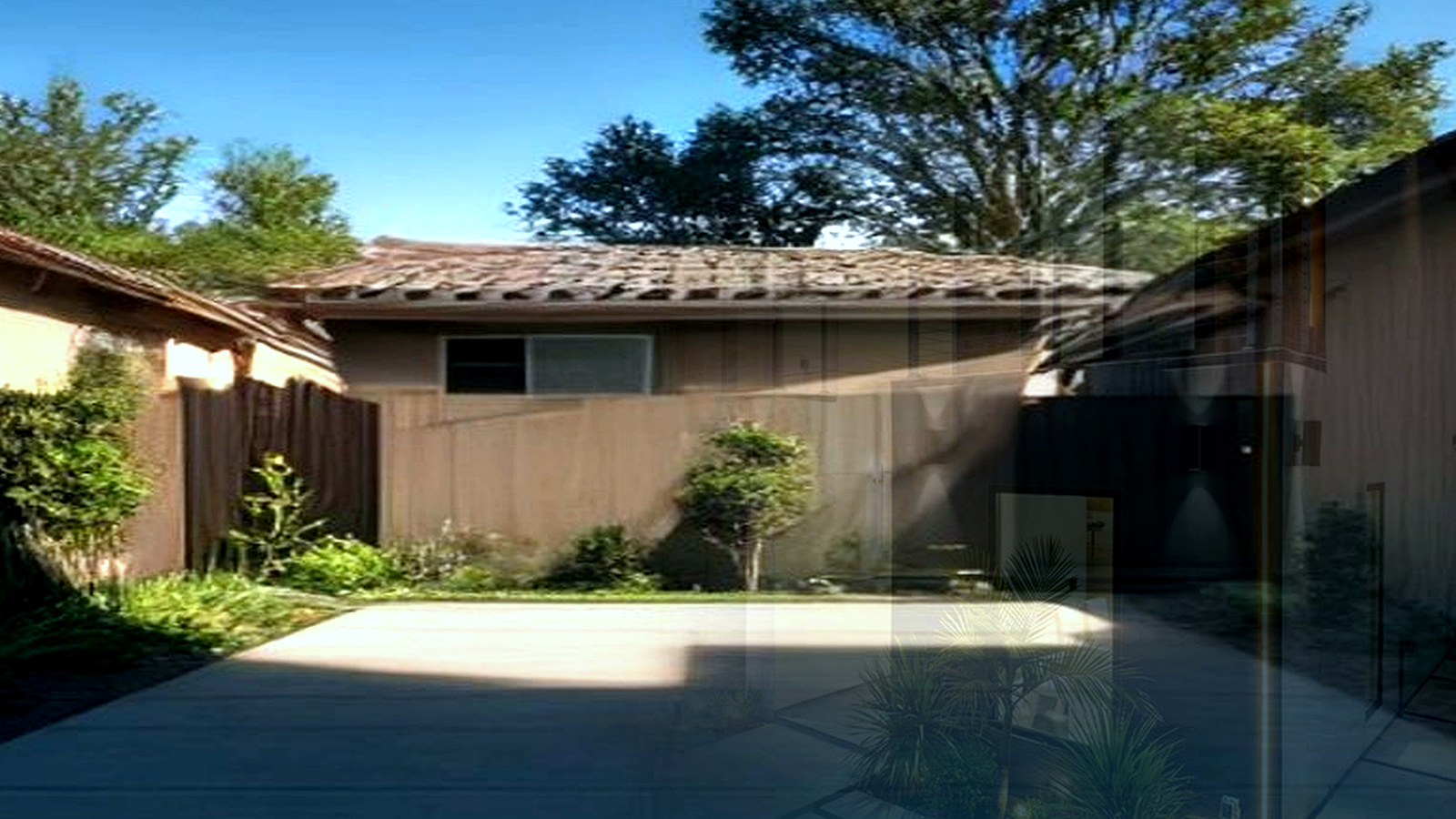 Photoreal Encino Los Angeles two-unit lot and finish materials, no dollar signs