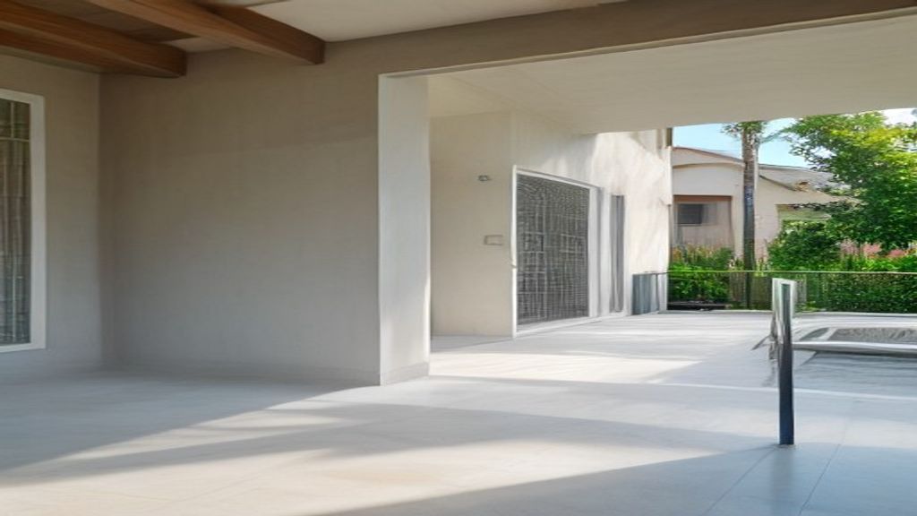 Photoreal Encino two-unit house and materials for an SB9 budget review, no people or dollar signs