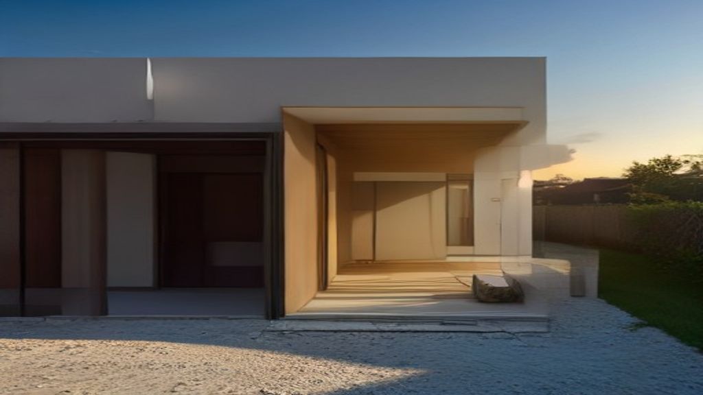 Photoreal Encino two-unit house and materials for an SB9 budget review, no people or dollar signs