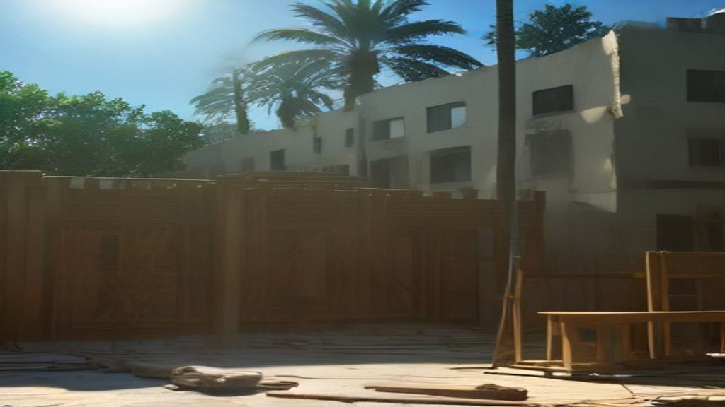 Photoreal Encino Los Angeles two-unit lot and finish materials, no dollar signs
