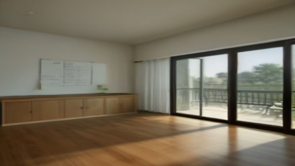 Photoreal Encino two-unit house with construction materials, no logos or text
