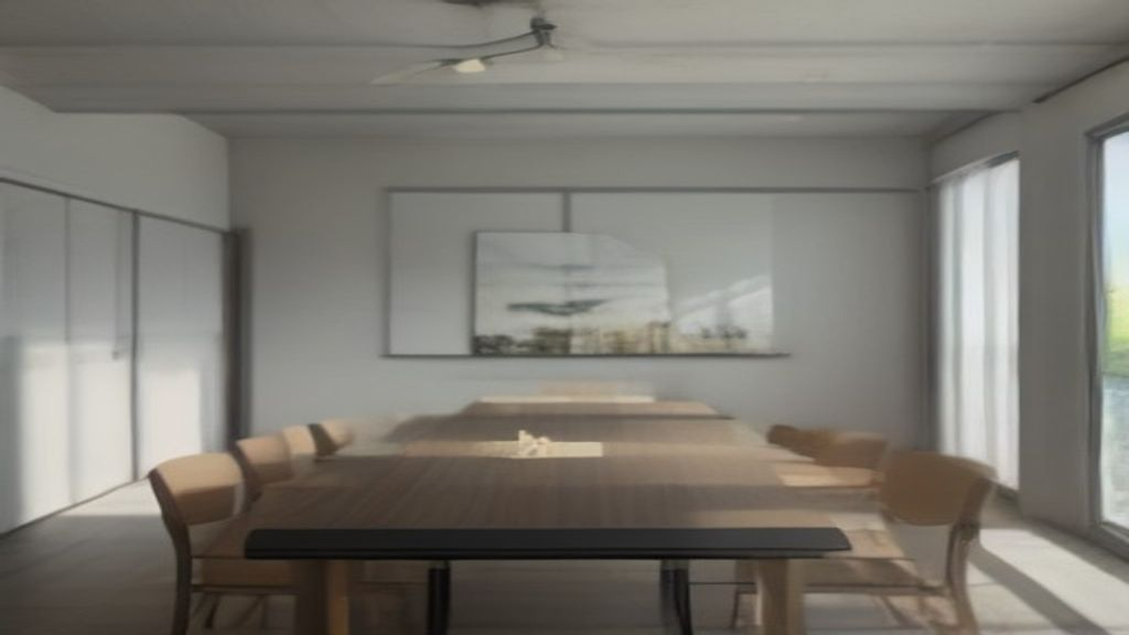 Photoreal Encino two-unit house with construction materials, no logos or text