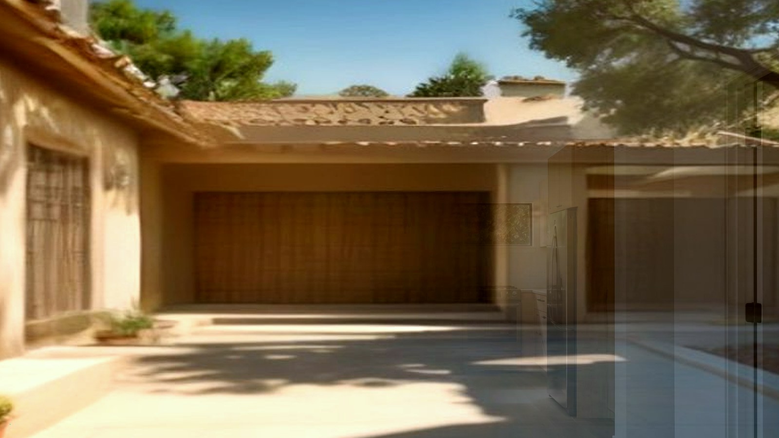 Photoreal Encino Los Angeles two-unit lot and finish materials, no dollar signs
