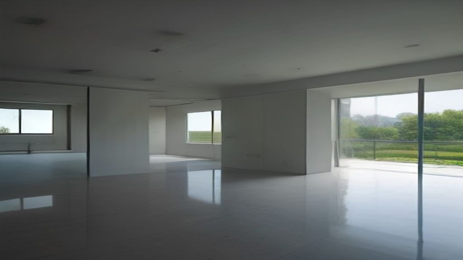 Photoreal Encino two-unit house with construction materials, no logos or text