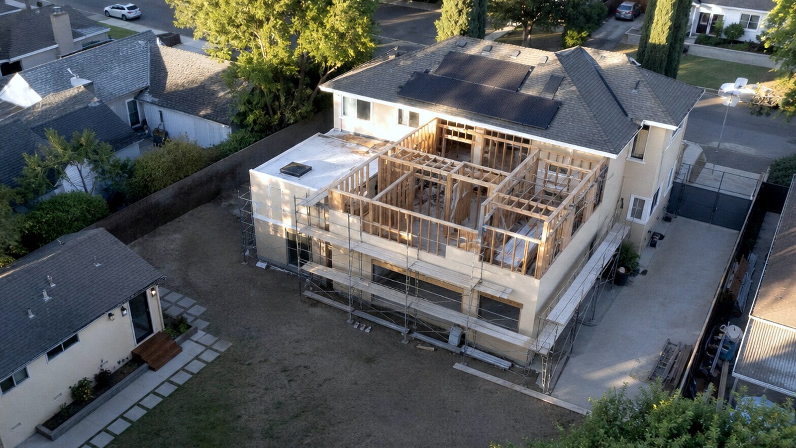 Photoreal Encino custom house exterior matching architect-led residential design, no text