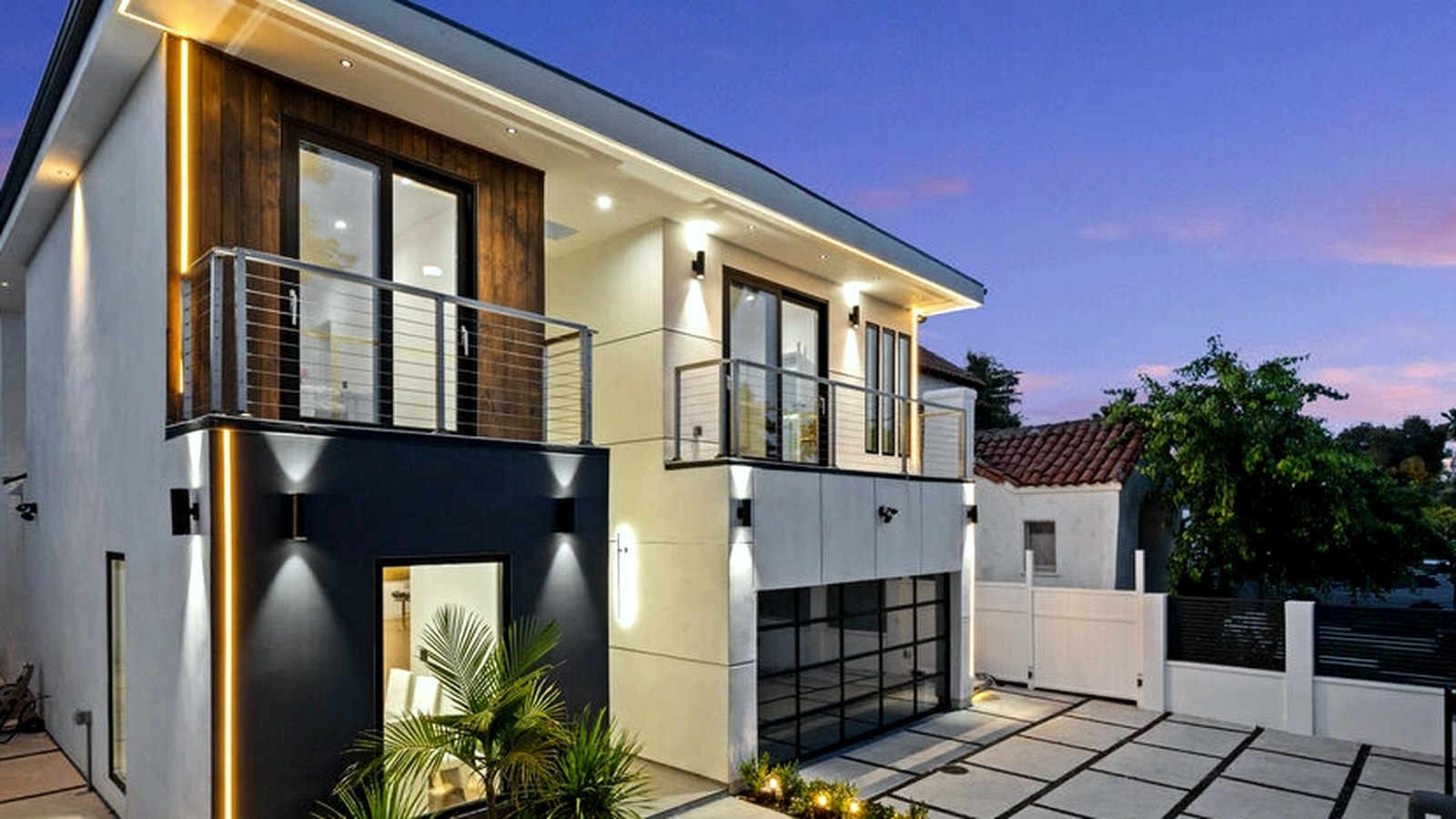 Photoreal Encino custom house exterior matching architect-led residential design, no text