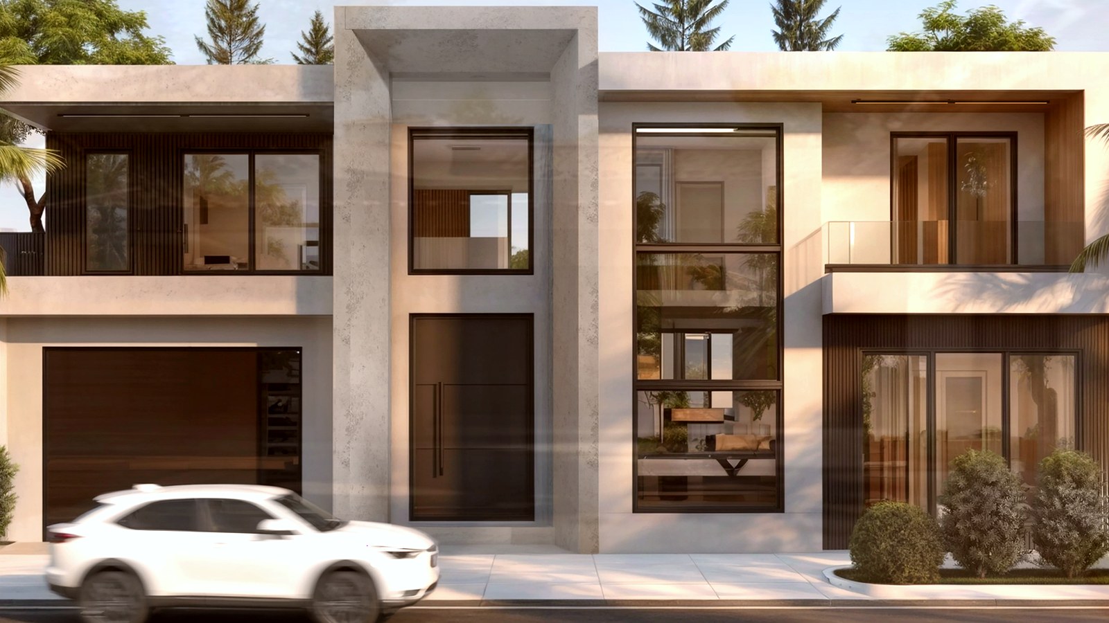 Photoreal architect reviewing custom home drawings for an Encino Los Angeles house, no logos