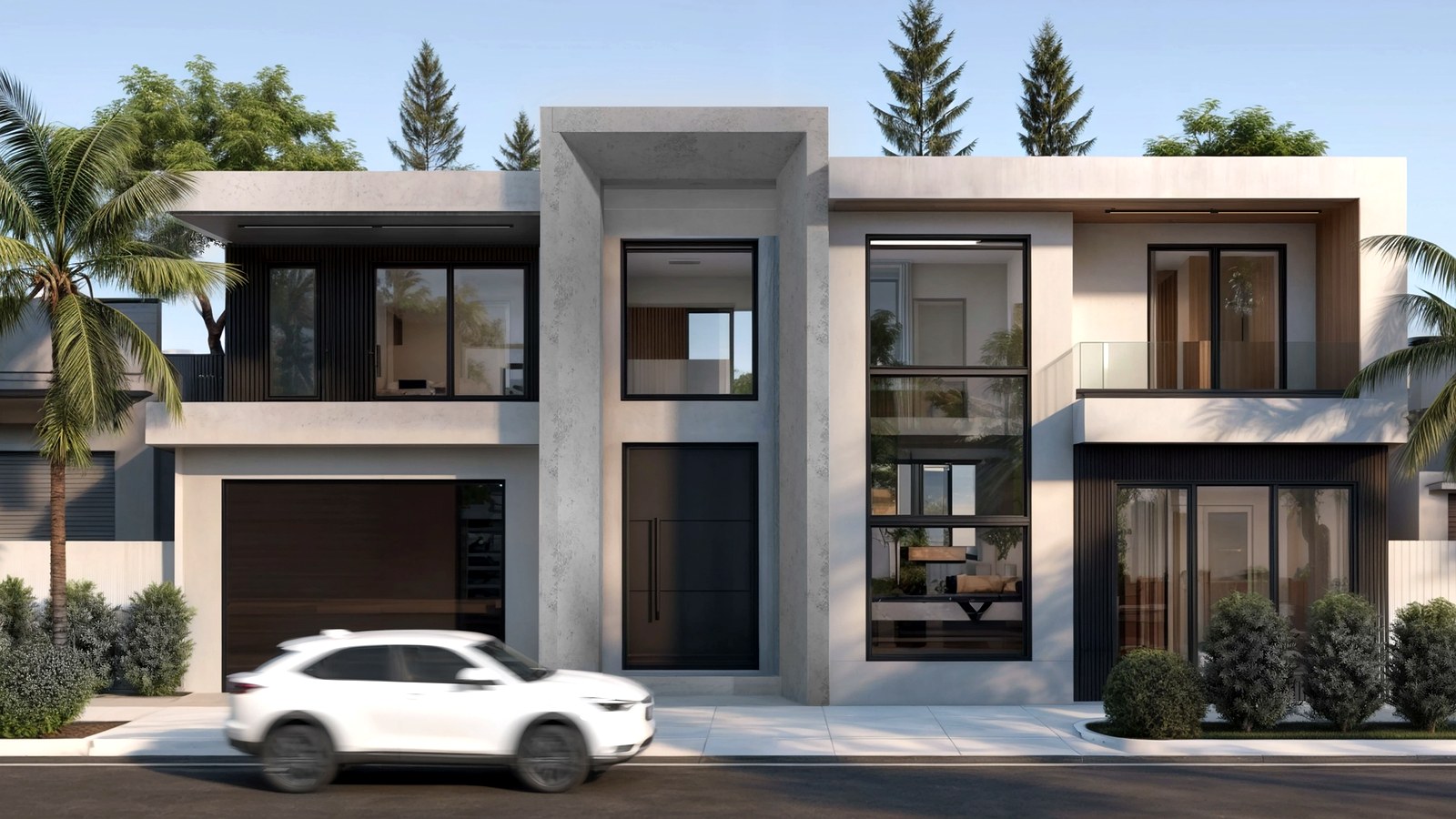 Photoreal architect reviewing custom home drawings for an Encino Los Angeles house, no logos
