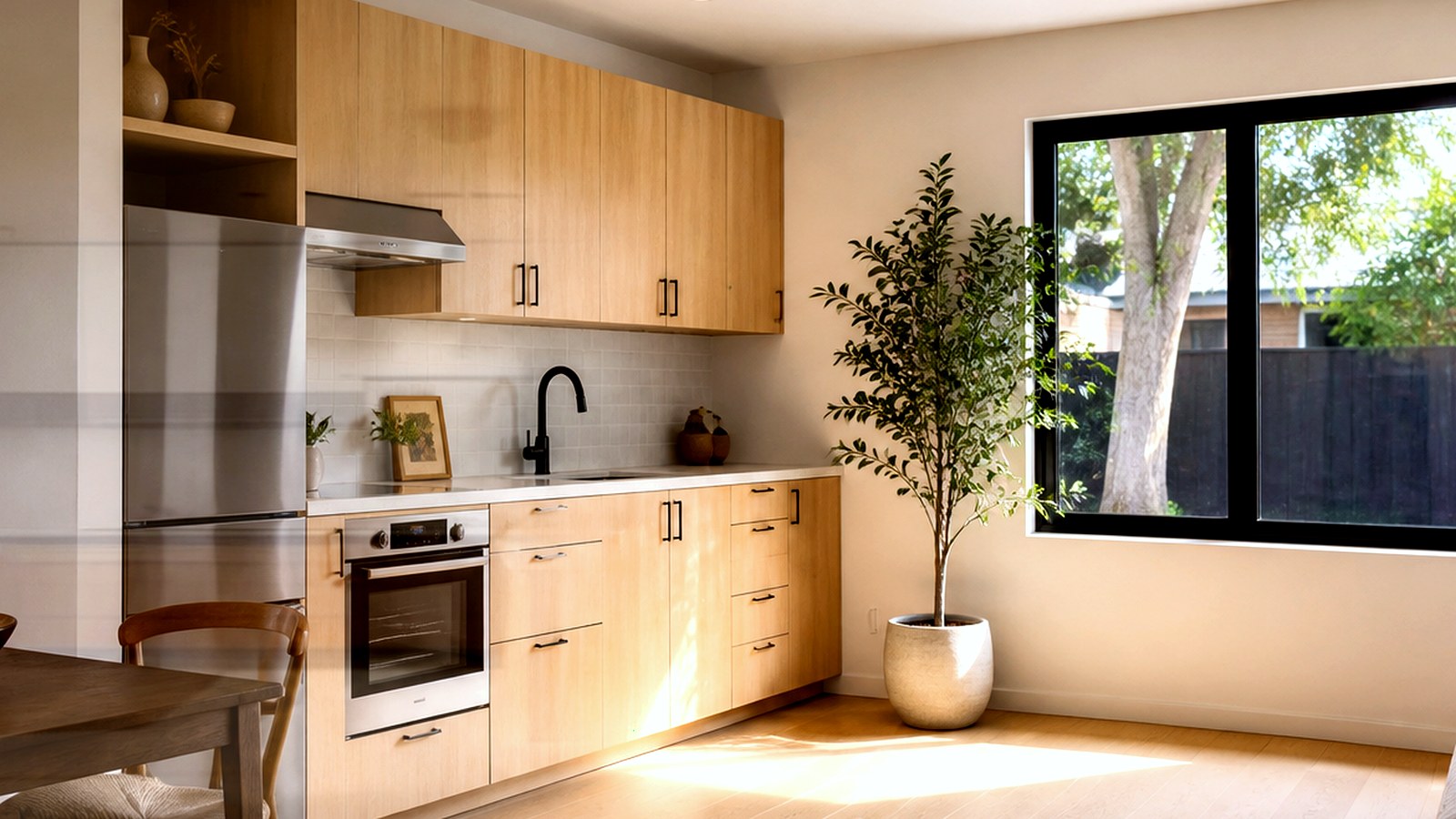 Photoreal architect reviewing custom home drawings for an Encino Los Angeles house, no logos