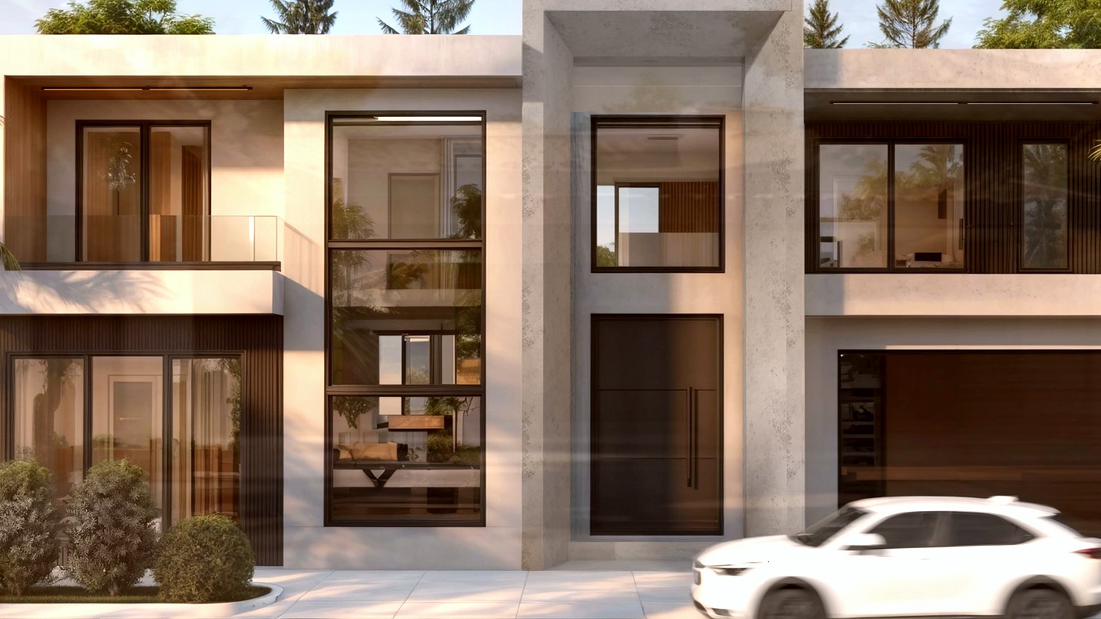 Photoreal architect reviewing custom home drawings for an Encino Los Angeles house, no logos