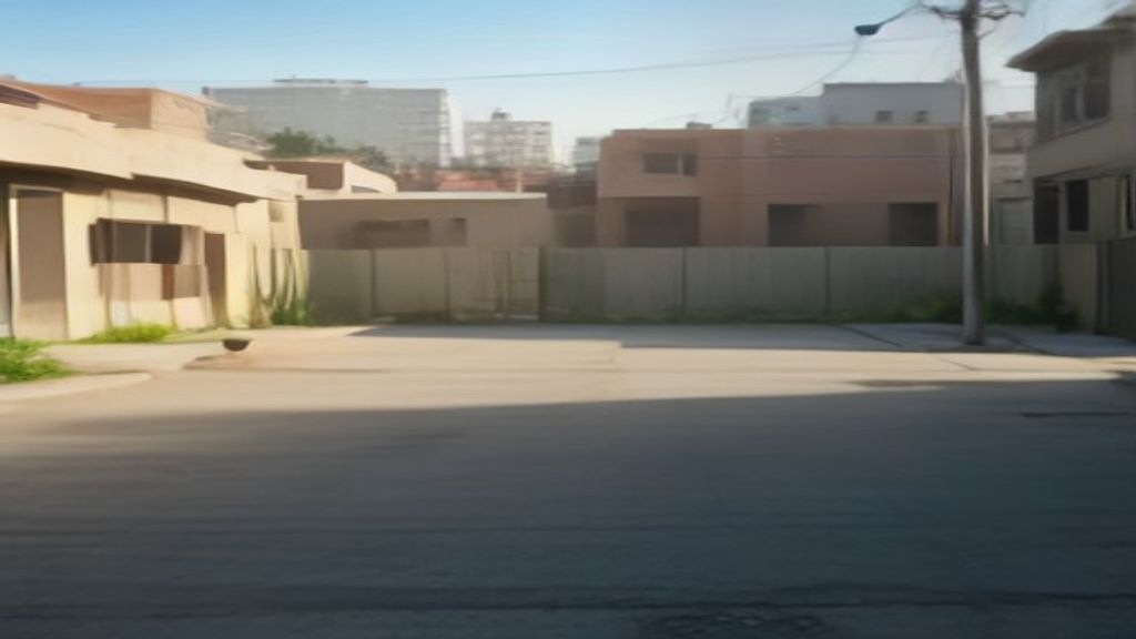 Photoreal Los Angeles infill lot with neighboring multi-family buildings, morning light, no text