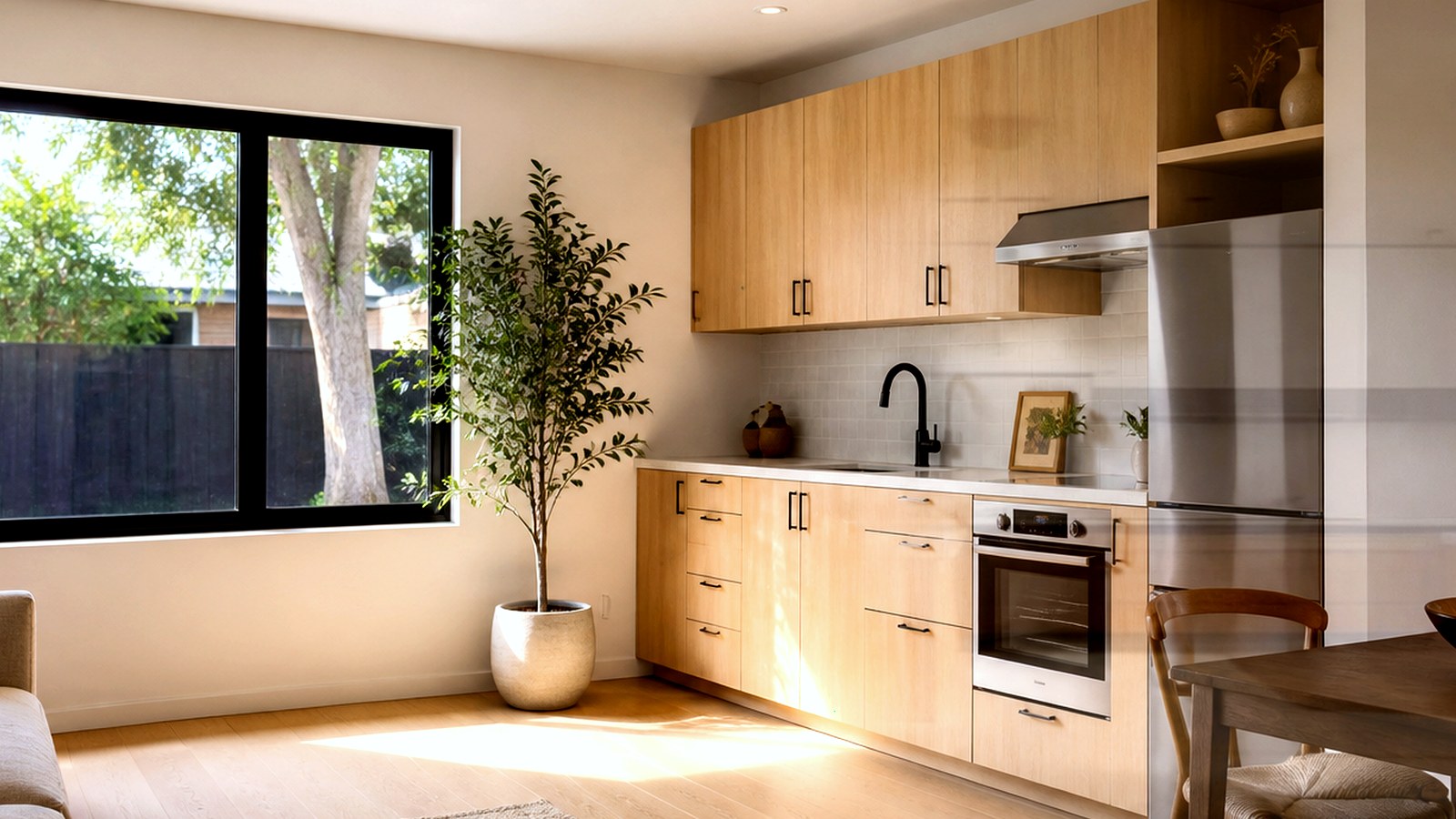 Photoreal architect reviewing custom home drawings for an Encino Los Angeles house, no logos