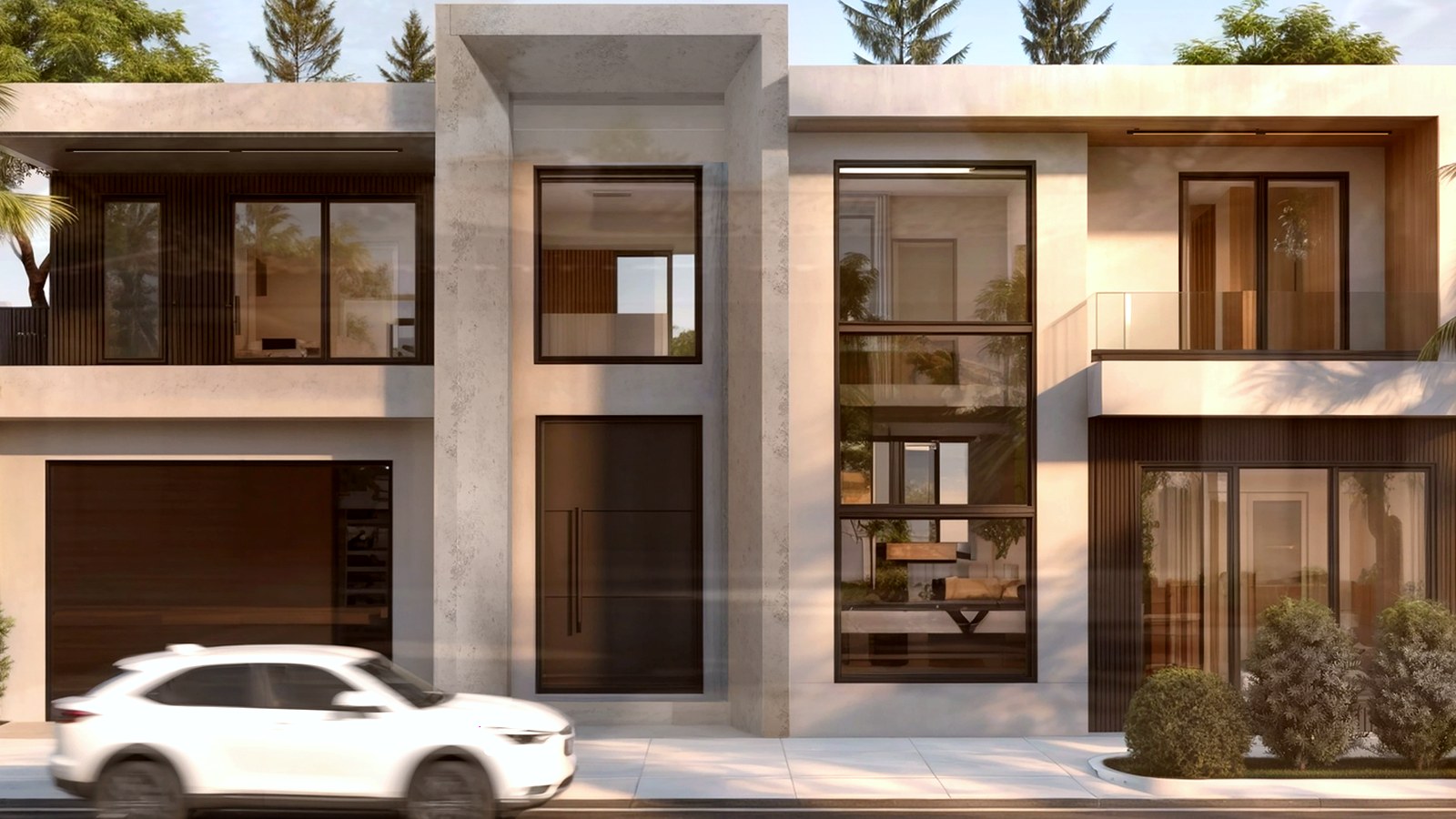 Photoreal architect reviewing custom home drawings for an Encino Los Angeles house, no logos