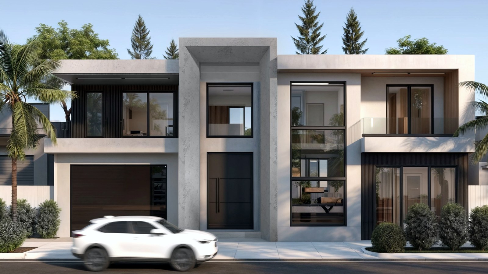 Photoreal architect reviewing custom home drawings for an Encino Los Angeles house, no logos