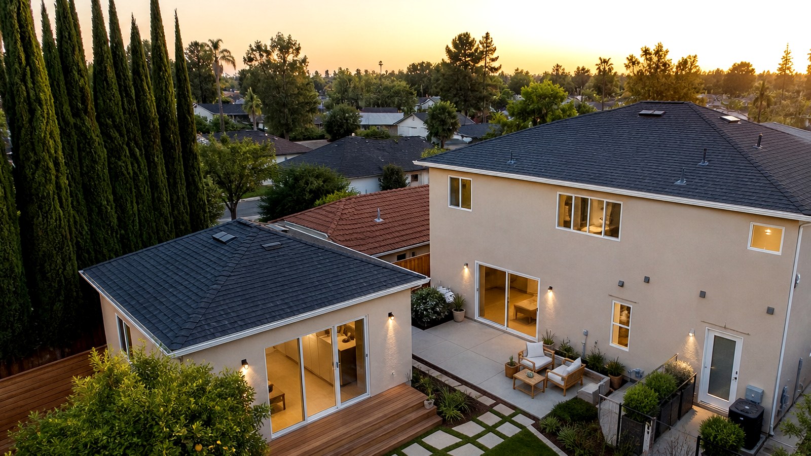Photoreal architect reviewing custom home drawings for an Encino Los Angeles house, no logos