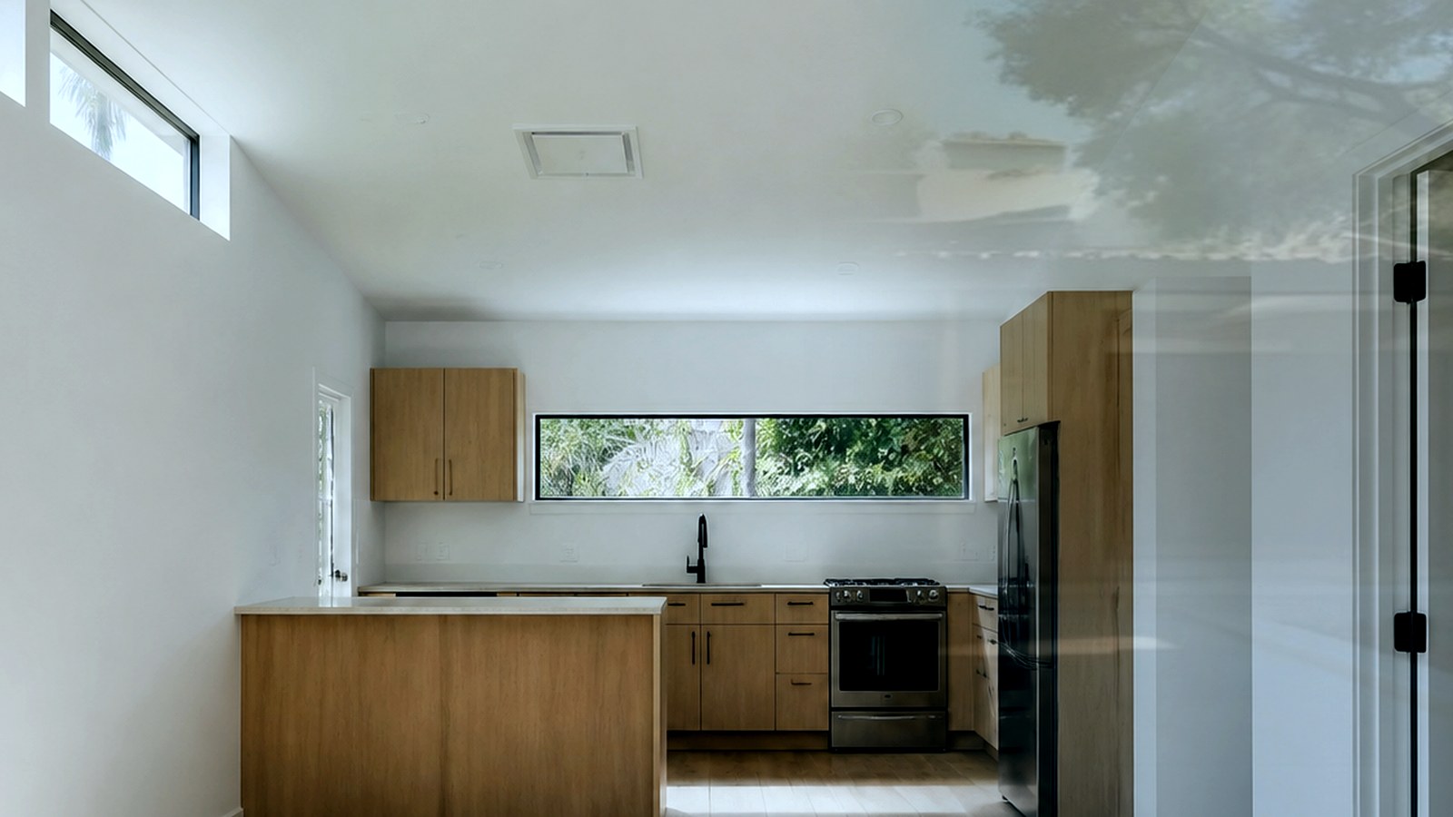 Photoreal Encino custom house exterior matching architect-led residential design, no text