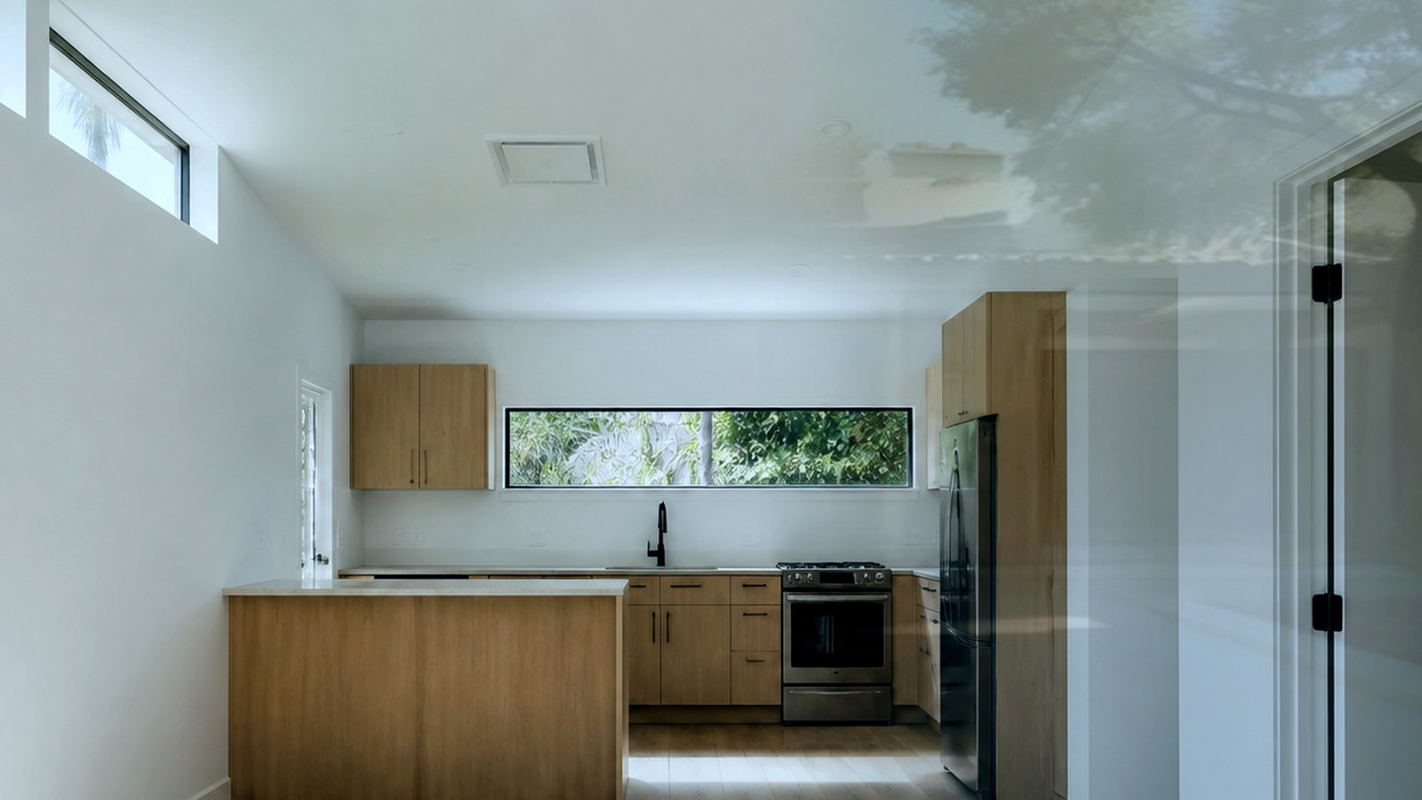 Photoreal Encino custom house exterior matching architect-led residential design, no text
