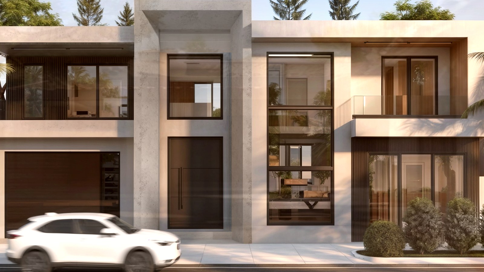 Photoreal architect reviewing custom home drawings for an Encino Los Angeles house, no logos